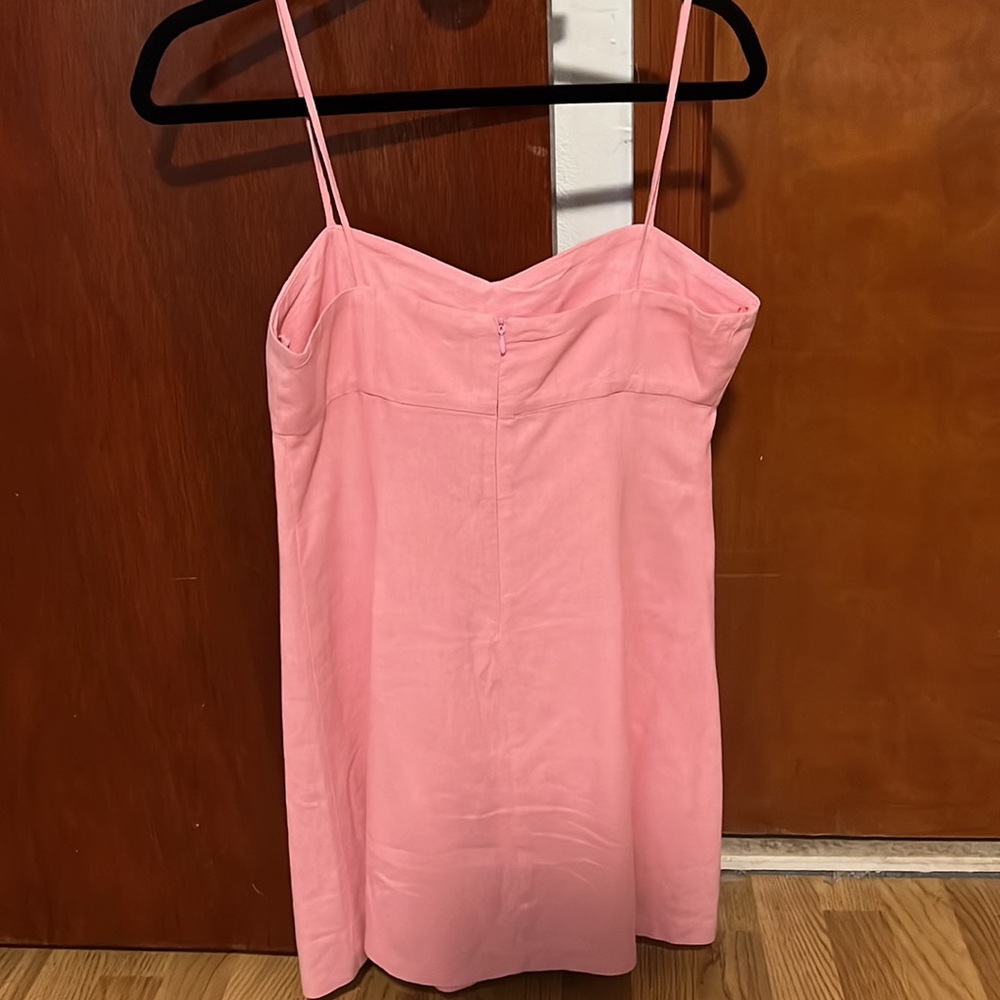 Zara Baby Pink Linen blend Mini Dress. Inseam zipper. - Picture 2 of 2